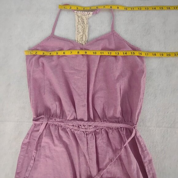 Mossimo Pink Crochet Back Romper 100% Cotton Knit Tie Waist Casual Size M - Picture 8 of 12